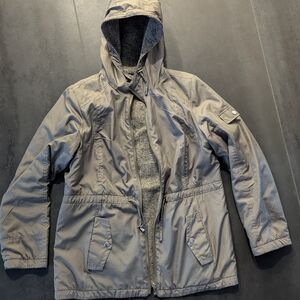 Hooded Reversible Lightweight Jacket Olive Green Size M/L